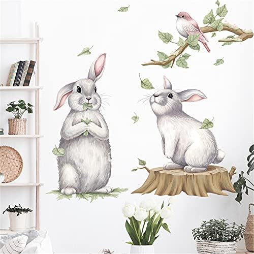 מדבקות קיר ארנב חמוד מדבקות קיר ארנבות חדר שינה לילדים סלון טלוויזיה דלת קיר עיצוב ציורי קיר