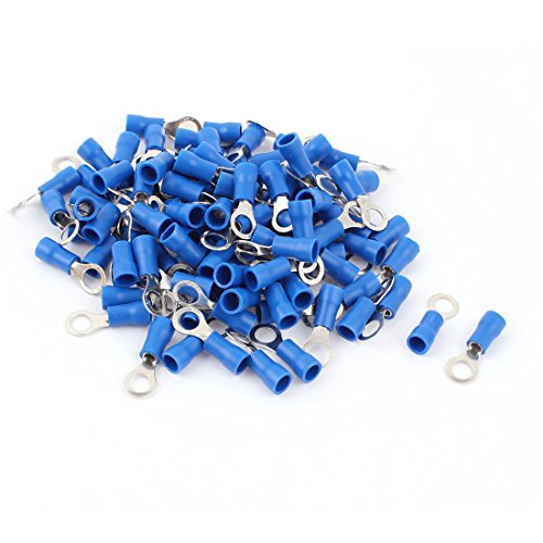 מחבר חוט של UXCell 2-5s טבעת טבעת טבעת 16-14AWG עם 100 חלקים, כחול