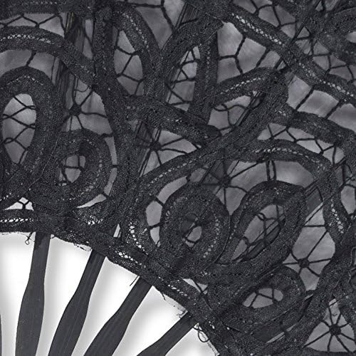 מאוורר יד תחרה שחור באורך פתוח 50 סמ / 20 מאת גותי יצירות כלות, ריקוד, טובות מסיבות