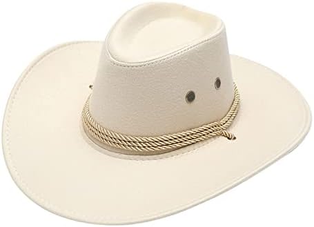 מבוגר מזדמן קיץ מוצק אופנה מערבית קאובוי שמש כובע רחב שוליים רחבים כובע השמש שרשרת כובע קאובוי