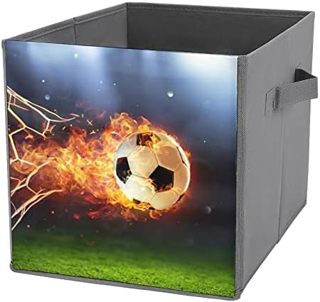 כדור כדורגל לוהט בקוביות אחסון שערים עם ידיות פחי בד מתקפלים המארגנים סלים לארון מדפים