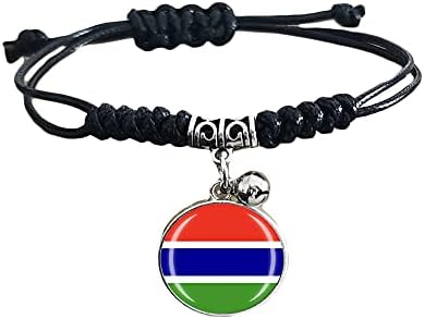 גמביה דגל קלוע צמיד מתכוונן ניילון שרשרת קריסטל צמיד מזכרות, אופנה בעבודת יד צמיד לגבר & מגבר; אישה מיוחד יום