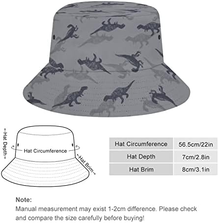 דינוזאור אוכלי בשר סקיצה יוניסקס גרפיקה הדפסת דלי כובע קיץ דייג כובע לארוז חיצוני ספארי כובע