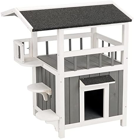 טריקסי לחיות מחמד בית עם מקורה מרפסת, מוגבה חתול בית, עמיד מקלט, אידיאלי עבור חתולים וכלבים קטנים