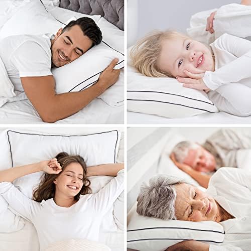 כריות מיטה לשינה 2 אריזות- כריות גודל קווין סט של 2, איכות המלון רכות ונוחות לשפר את איכות השינה, יוקרה עם כריות סטראוסקופיות