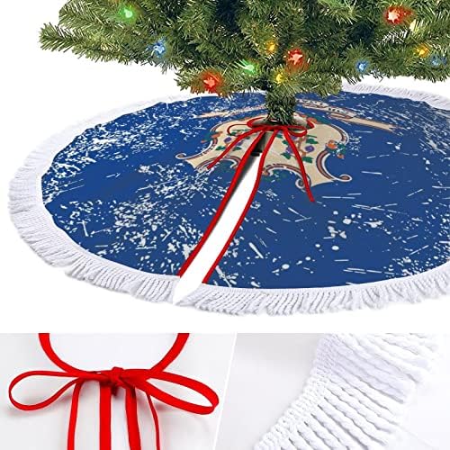 חצאית עץ חג המולד של דגל חג המולד של קונטיקט הדפס קונטיקט עם ציצית למסיבת חג שמח מתחת לעץ חג המולד