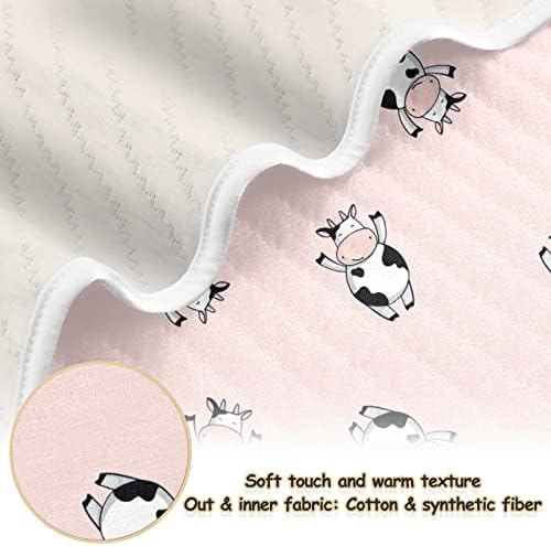 שמיכת כותנה פרה חמודה של שמיכה חמודה לתינוקות, קבלת שמיכה, שמיכה רכה משקל קלה לעריסה, טיולון, שמיכות משתלות, 30x40 בצבע