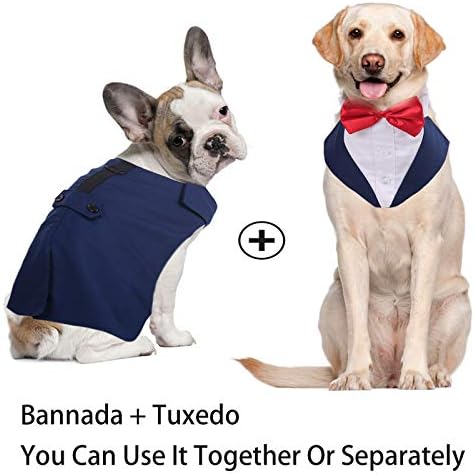חליפת טוקסידו של כלב אידומיק לכלבים קטנים בינוניים גדולים, חליפת אפוד טוקסידו כלבים רשמית עם צווארון קשת קשת צווארון