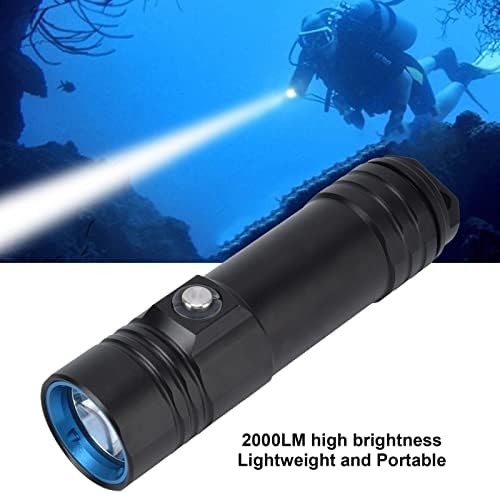 פנס צלילה, אור צלילה, IPX8 אטום למים 2000lm בהירות גבוהה 5 מצבי תאורה נייד צלילה מתחת למים עבור צלילה מתחת למים 150 מטר