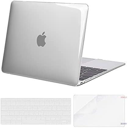 מארז פגז קשה מפלסטיק וכיסוי מקלדת מגן עור ומסך התואם ל- MacBook 12 אינץ