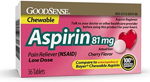 גודסנס אספירין 81 מ ג משככי כאבים טבליות לעיסה, אספירין במינון נמוך, טעם דובדבן