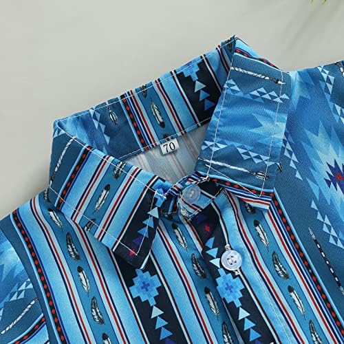 בגדי תינוקות מערביים כפתור בוקרים שרוול קצר מטה חולצת טריקו חתיכת חתיכה אחת בגדי קיץ 3M-4T