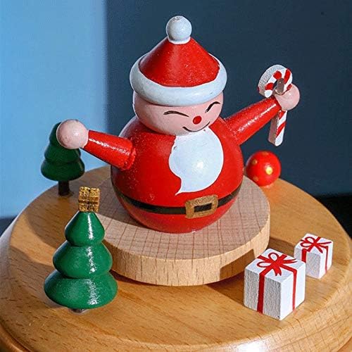 Lhllhl קופסת מוסיקה מסתובבת מעץ קופסת עץ חג המולד קופסת צעצועים לילדים קישוטים לבית יום הולדת