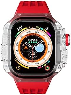 ערכת מודרה שקופה של Adaara עבור Apple Watch 49 ממ להקת ספורט גומי לסדרת IWatch Series Ultra 8 Silicone Watch Strap