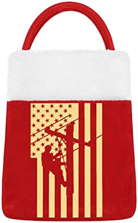 LINEMAN שקיות דגל אמריקאיות שקיות יוקרה שק חג המולד לשק קישוטים חגיגיים