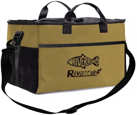 Riverruns תיק ציד ציד יותר עם רשת מאווררת, תיק מגפיים, שקית אחסון לדיג זבובים לדיג, טיולים רגליים, קמפינג