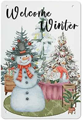 חג המולד ברוך הבא לחורף שלג חורפי לוחות איש שלג מתנה מתכת מאלומיניום שלט ברכה לחג המולד שלט קיר אמנות בית קפה בר קיר אמנות