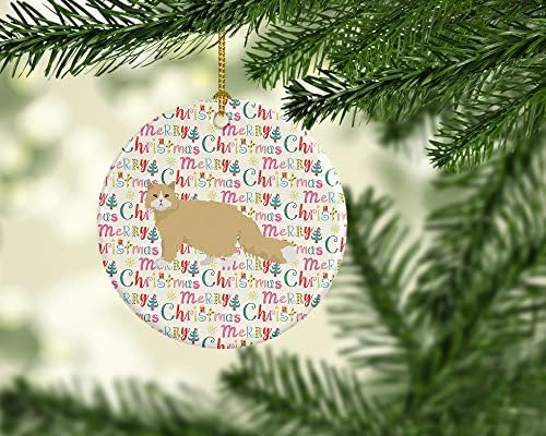 אוצרות קרוליין WDK2591CO1 אורגון רקס חתול קישוט קרמיקה לחג המולד, קישוטים לעץ חג המולד, קישוט תלוי לחג המולד, חג, מסיבה, מתנה,