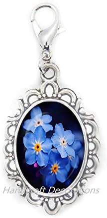 פרחים כחולים אבזם לובסטר זכוכית. נופלים רוכסן משיכה. תכשיטים של פריחים, מתנת יום הולדת ， רוכסן פרחים משיכת ， תכשיטי
