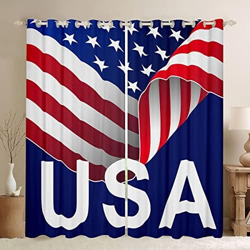 בני נוער ארוזה ברידאליים וילונות חלון דגל אמריקאים 38 WX54 L, וילונות ארצות הברית לילדים בנים מבוגרים, ארהב פדרציות מככבות