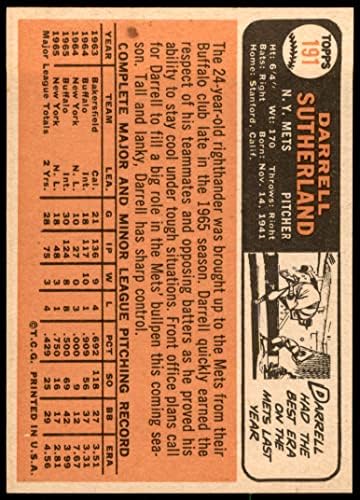 1966 Topps 191 Darrell Sutherland New York Mets NM Mets