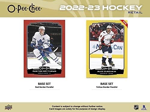 2022-23 NHL O-PEE-CHEE OPC HOCKEY FACTORY אטום BLASTER BOX 72 כרטיסים 9 חבילות של 8 כרטיסים לכל חבילה. ארבעה כרטיסי