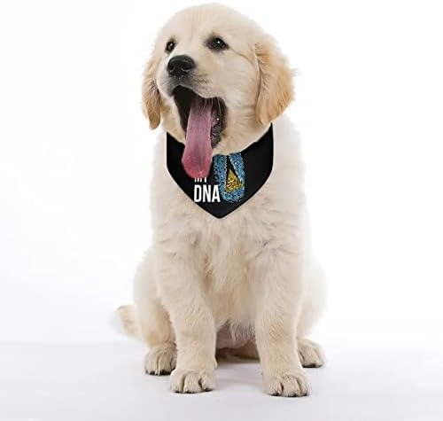 זה ב- DNA שלי Saint Lucia Flag Dog Bandana מתכוונן צווארון חיות מחמד צעיף משולש חמוד קרכיט לחתולי כלבים