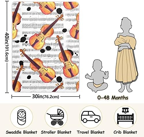 חזירים כינורות גיליון מוסיקה שמיכות לתינוק 30 x 40 בכתמי דיו הערות מוסיקה שמיכה פעוט