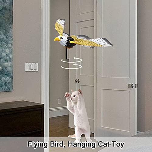 צעצועים לחתולי ציפורים מעופפים, צעצוע נשר/תוכי מעופף ריאליסטי עם צליל, צעצוע רודף לחתולים אינטראקטיבי, רודף אחר