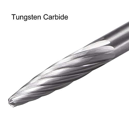 UXCell Tungsten Carbide קבצי סיבוב 1/8 אינץ ', כלי סיבוב צורה של צורת צורה יחידה 3 ממ DIA, למטחנת Die Scread