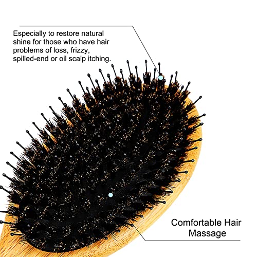 מסרק מברשת שיער Layhou Set 4 IN1 מברשת שיער מעץ ומסרק לגברים נשים טבעיות מעץ טבעי מברשת שיער מסרק לעיסוי קרקפת