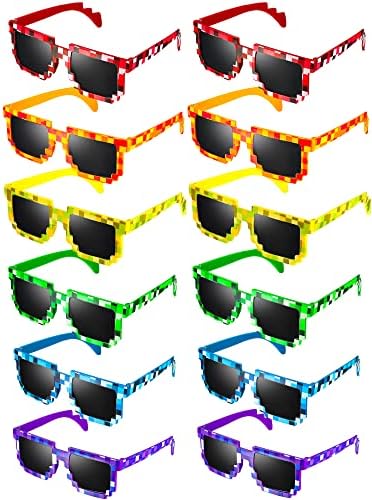 12 חבילה פיקסל משקפי שמש פיקסל משקפיים כורה המפלגה טובות רטרו חידוש גיימר משקפי שמש אבזרי תמונה להגן על וידאו משחק פיקסל משקפי