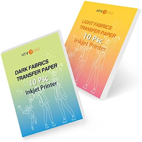 נייר העברת חום HTVront לחולצות T - 20 אורזים אור מעורב וברזל כהה על נייר העברה, 8.5 x 11 הניתן להדפסה ויניל הניתן להדפסה