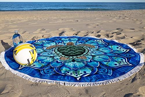 שמיכת חוף עגולה עגולה Dawhud, 60 x 60 מגבת פיקניק כותנה מיקרו -סיבי, זריקת שמיכת חוף עגולה עם שוליים, שטיחים עגולים,