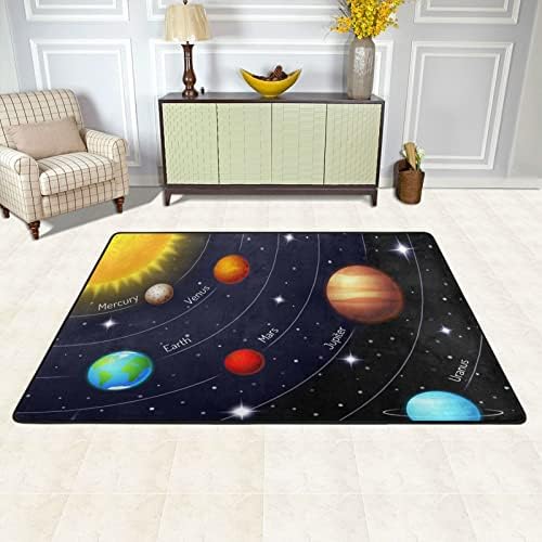 מערכת סולארית צבעונית שטיחים שטיחים שטיח שטיח שטיח פליימאט לילדים משחק חדר שינה חדר סלון 72 x 48 אינץ ', שטיח תפאורה ביתית