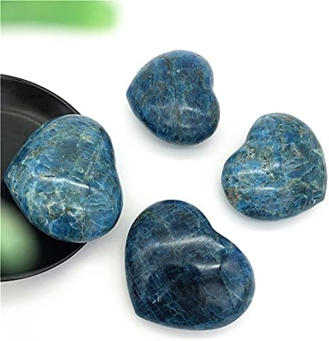 אבן דקורטיבית 1 pc כחול טבעי אפטיט לב מלוטש אבן דקל ריפוי רייקי מדגסקר גבישי קוורץ טבעיים -