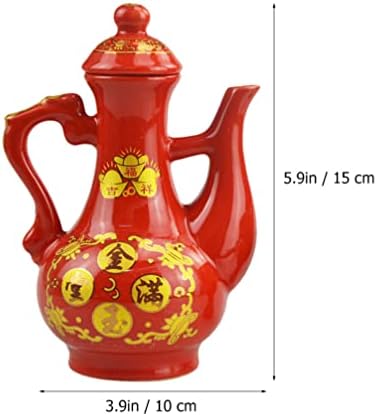 יין אדום דקאנטר קרמיקה עם 2 יחידים בסגנון סיני כוס כוס תה מתקן תה וינטג