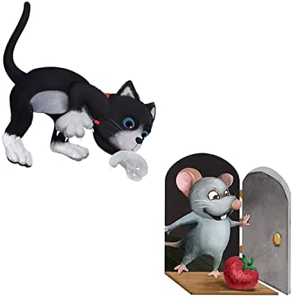 מדבקות קיר עכבר עכבר מדבקות קיר ללא חתולים מצוירים עכברים חמודים מדבקות קיר קטנות לילדים בחדר סלון חדר שינה משתלת מתנה