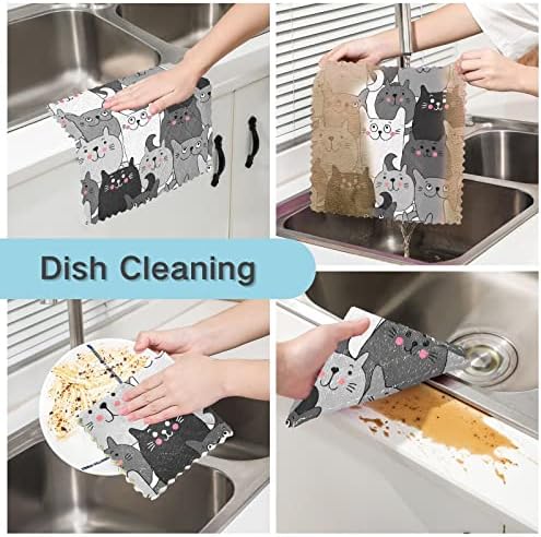 Cataku שחור לבן משטחים מטליות מטבח למנות לשטיפת כלים לשימוש חוזר לניקוי כלים מגבות מגבות מיקרו -סיבר מטליות סמרטוטים