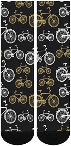 גרבי צוות אופניים נצנצים זהב זהב גרביים מצחיקים הדפס גרפי מזדמן עובי בינוני לאביב סתיו וחורף