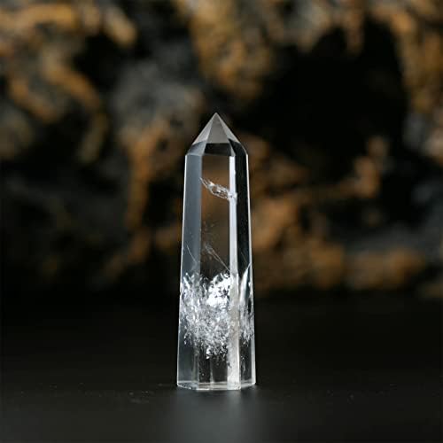 Zenkiss Clear Quartz Realing Crystal מגדל 3.22 -3.6 גבישים שרביט 6 פנים עם נקודה אחת פנסלית פריזמה שרביט אבני