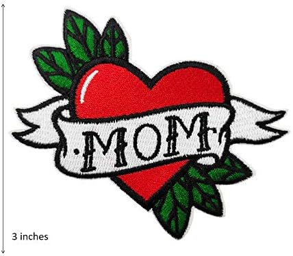 קעקוע חמוד לטיפוס לב לב אהבה אמא ​​אמא רקומה ברזל על תפור על מתנה של יום האם