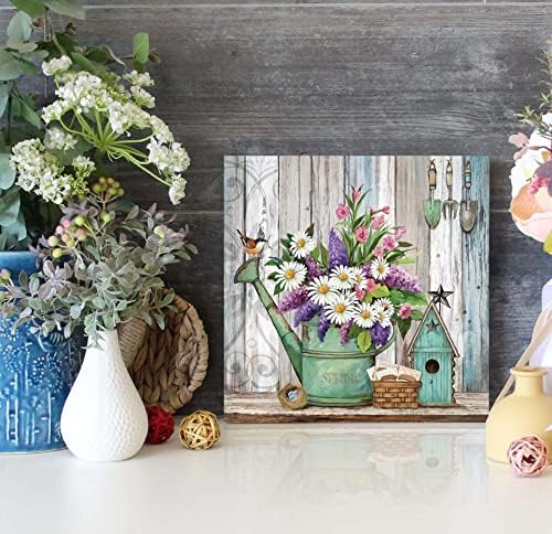 עיצוב חווה של ליארט קיר קיר קיר לבנדר פרחים לבנים תמונה וינטג 'גרגר עץ מודרני יצירות אמנות ביתיות