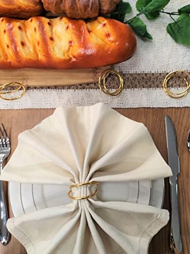 טבעות מפיות של ANEWAY טבעות מפיות זהב פשוטות סט של 12 לירידת שולחן ארוחת ערב מסיבת חתונות לחג המולד באביב