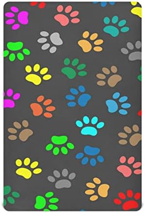 הדפסי כפה כלבים צבעוניים של אלזה מדפיסים גיליונות עריסה של בעלי חיים גיליון בסינט מצויד לבנים פעוטות תינוקות, גודל