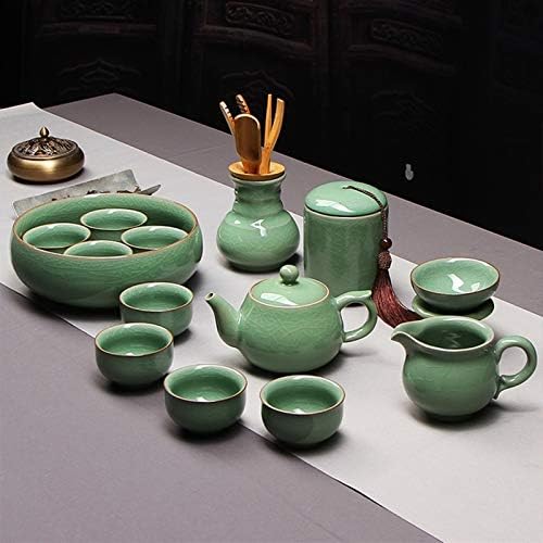 הגדר סאקה קומפטים עלים רופפים סדק סאקה כוס סט 4 כוסות סיר תה קרמיקה עם מסננת תה משקאות למשקאות למשקאות למשפחה וחברים
