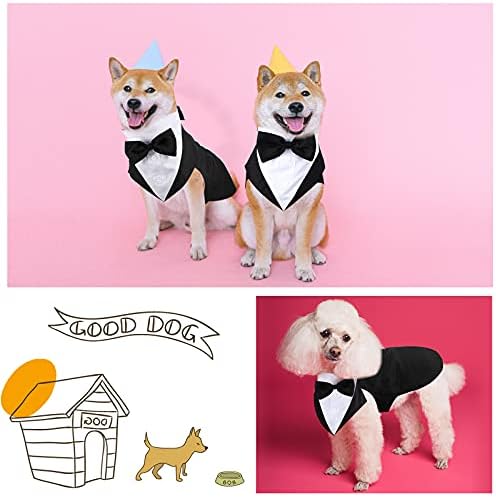 טוקסידו כלבים ובנדנה סט כלבים טוקסידו רשמי חליפת מסיבת חתונה לחתונה חולצה לחתונה לחתונה לתלבושות יום הולדת לחג