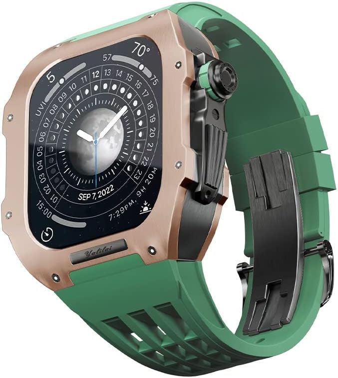 ערכת שינוי שעונים של Kanuz, ערכת רצועת שעון יוקרה עבור Apple Watch 8 Ultra 45 ממ מארז טיטניום רצועת ויטון יוקרה עבור IWatch
