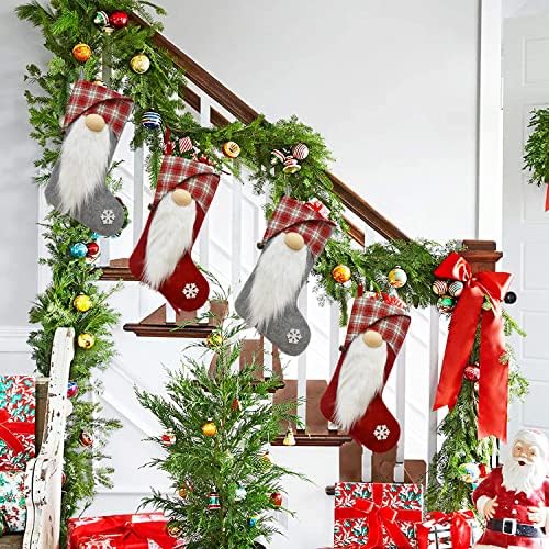 גרביים תלויות לחג המולד - גרבי גנום קטיפה תלת מימדית גרביים מעדיפים שקית מתנה ממתקים שקית חג המולד גרביים עיצוב שק של