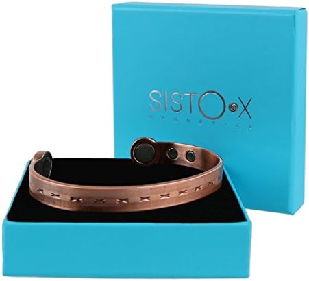 Sisto-X נשיקות סופר חזקות עיצוב צמיד מגנטי מאת Sisto-X® צמיד נחושת 6 מגנטים בריאות טבעי XL
